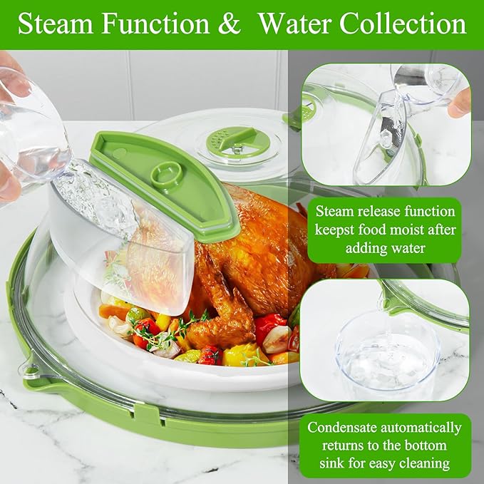 Microwave Splatter Cover with Water Steamer,10.2 Inch