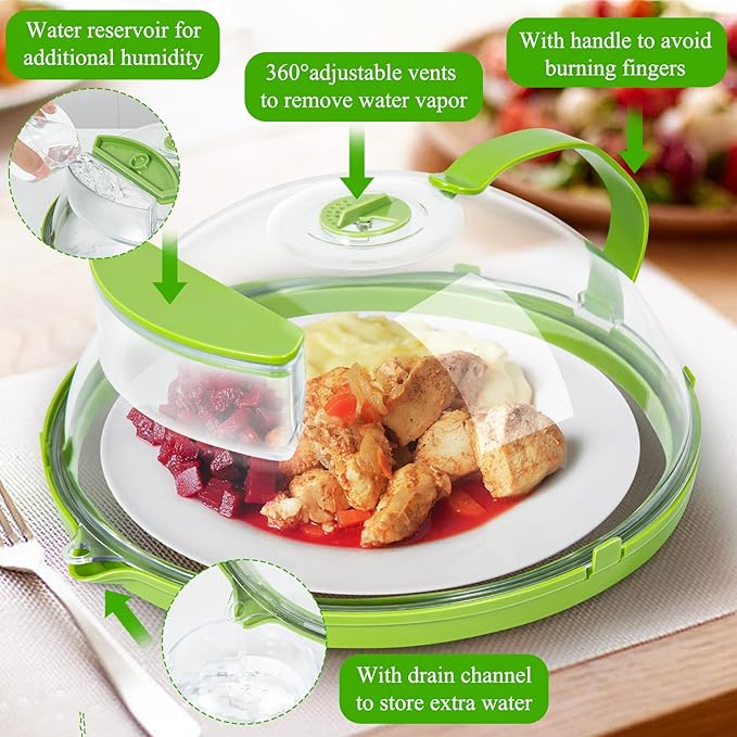 Microwave Splatter Cover with Water Steamer,10.2 Inch