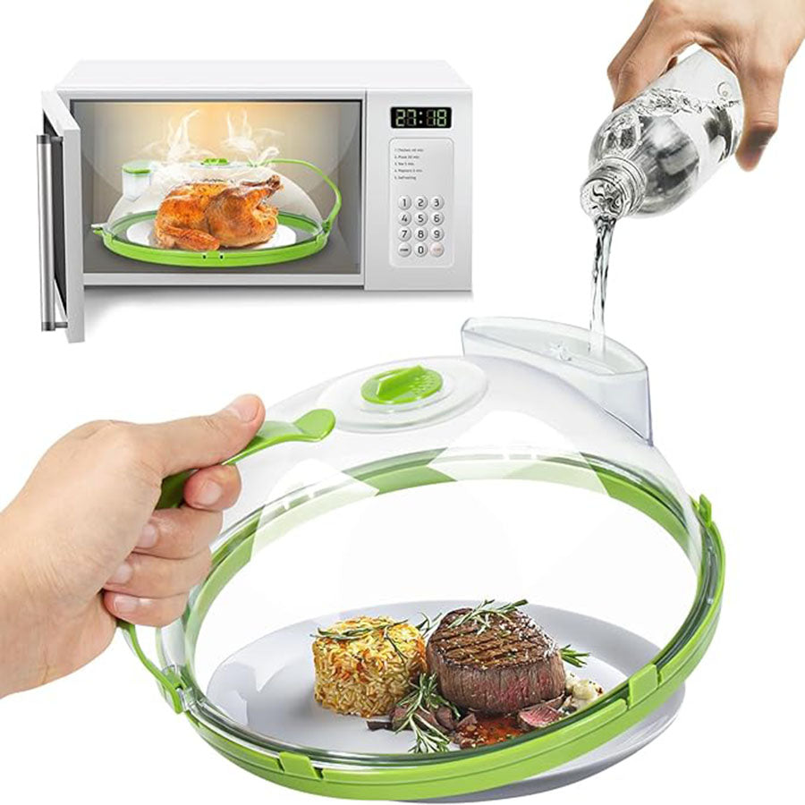 Microwave Splatter Cover with Water Steamer,10.2 Inch
