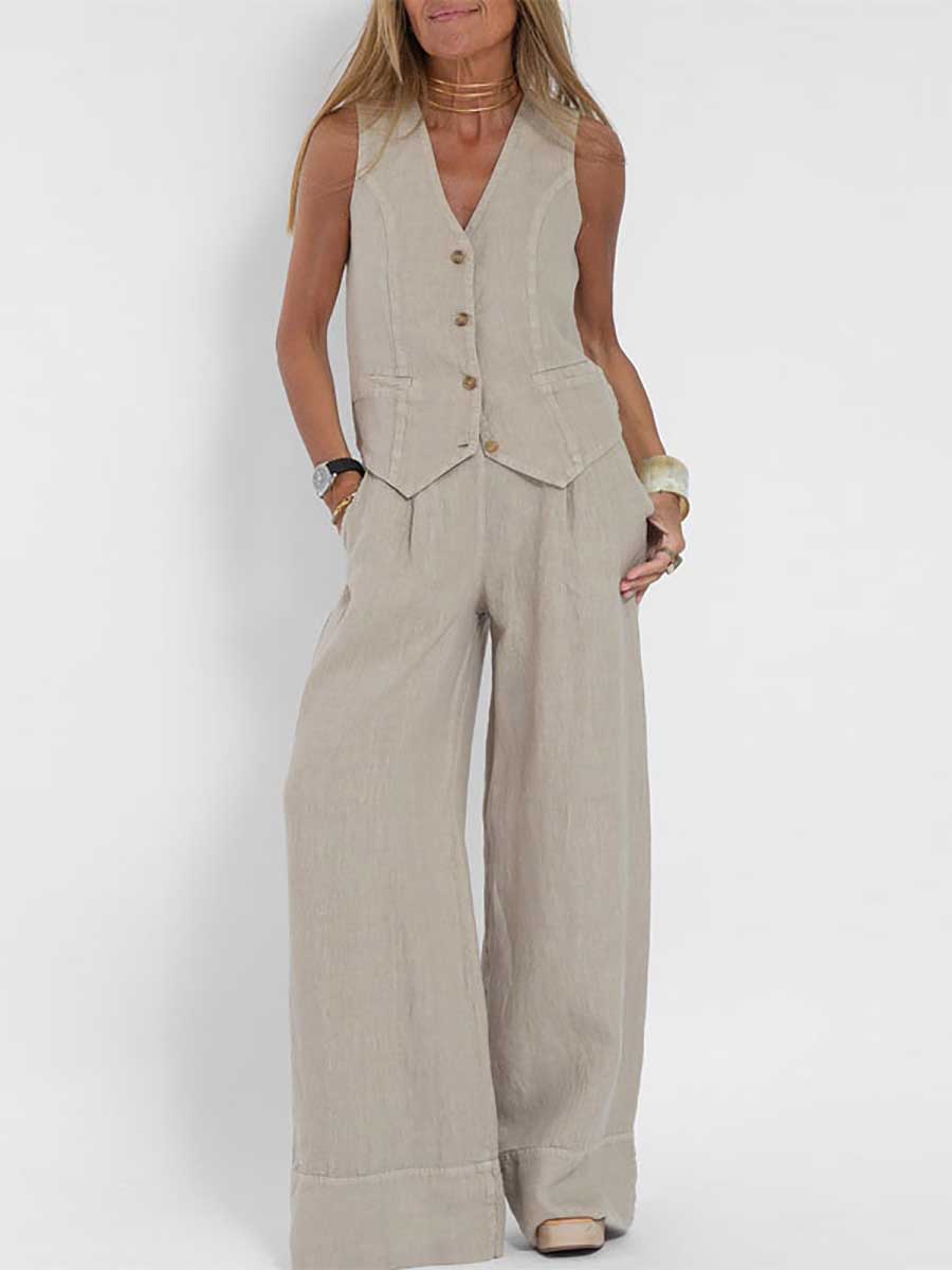 Stunncal Fashion vest pants collage patchwork cotton leisure suit