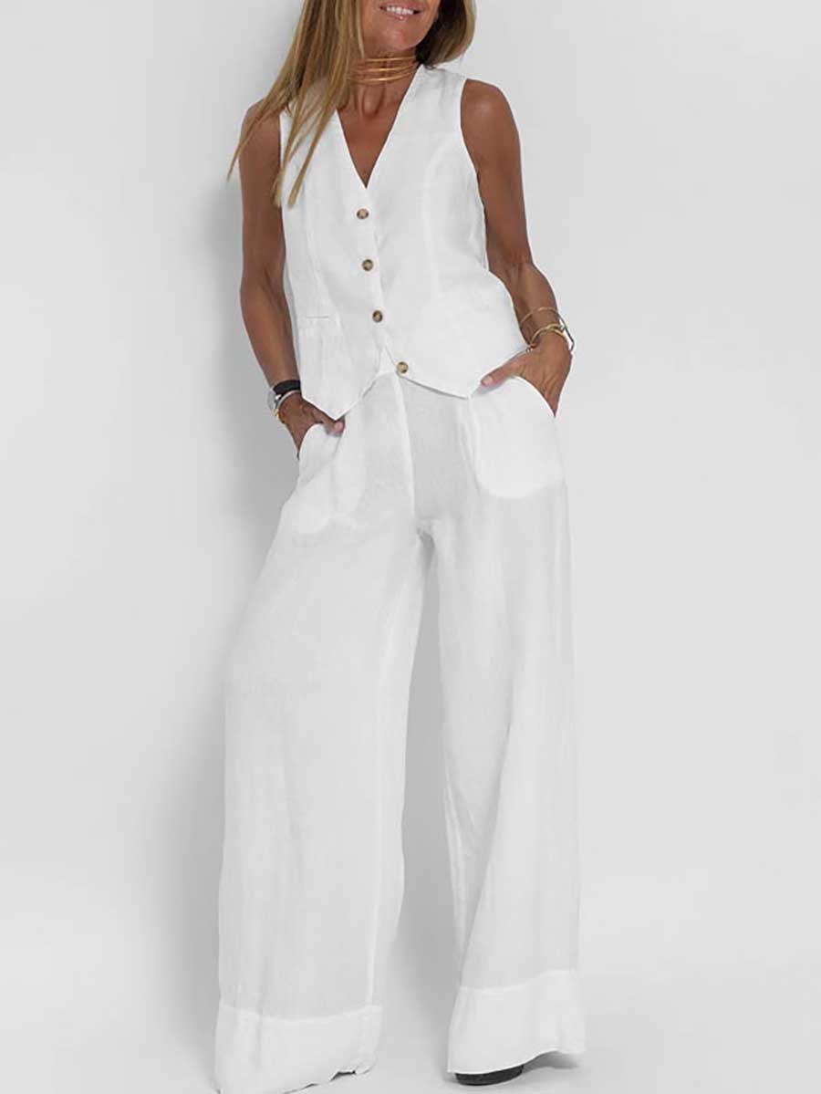 Stunncal Fashion vest pants collage patchwork cotton leisure suit