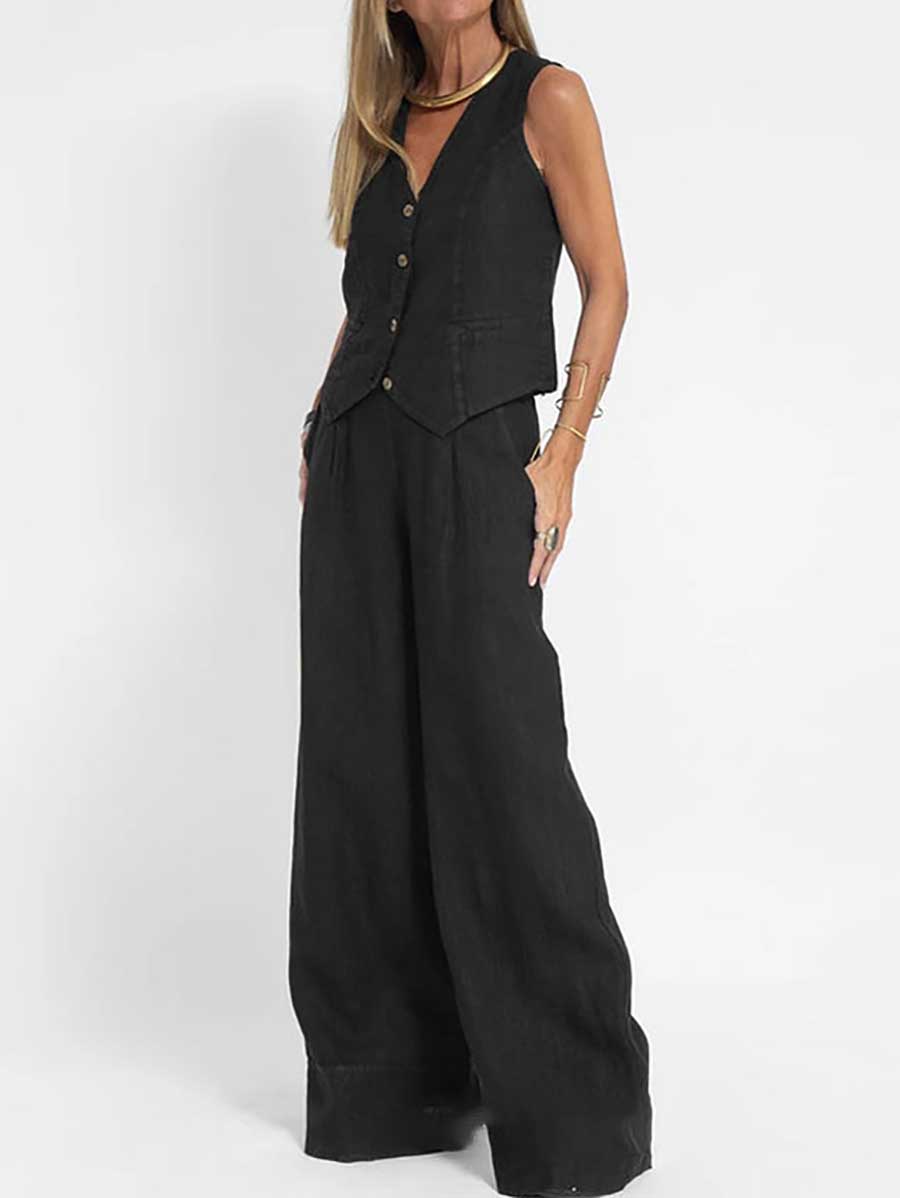 Stunncal Fashion vest pants collage patchwork cotton leisure suit