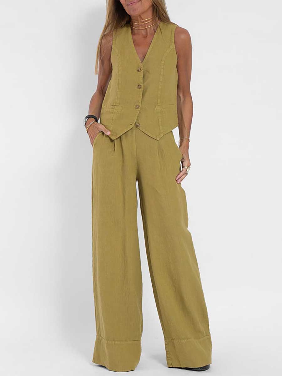 Stunncal Fashion vest pants collage patchwork cotton leisure suit