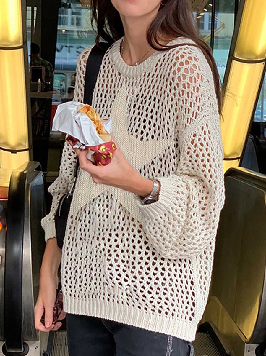 Stunncal Slouchy Style Star Loose Long Sleeve Knit Sweater