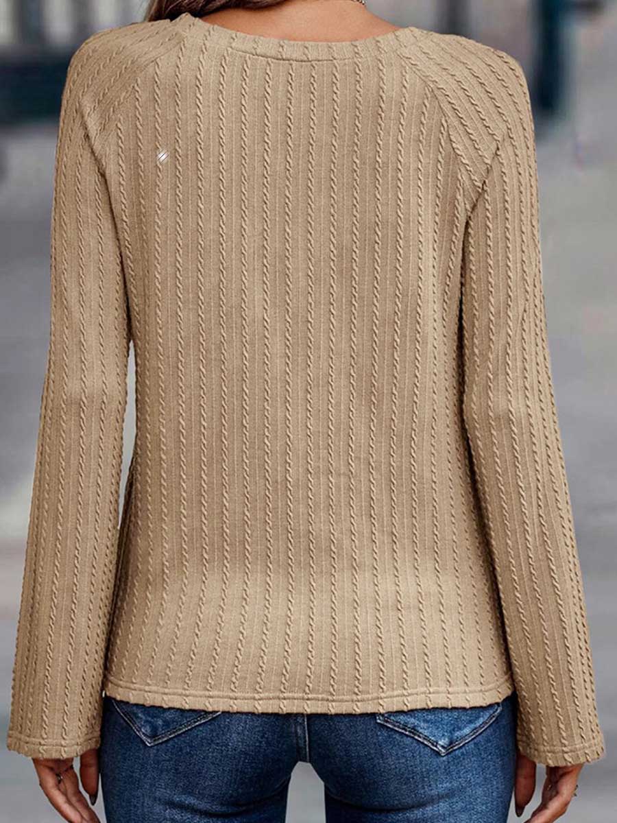 Stunncal Solid Color Knit Slim Long Sleeve Top