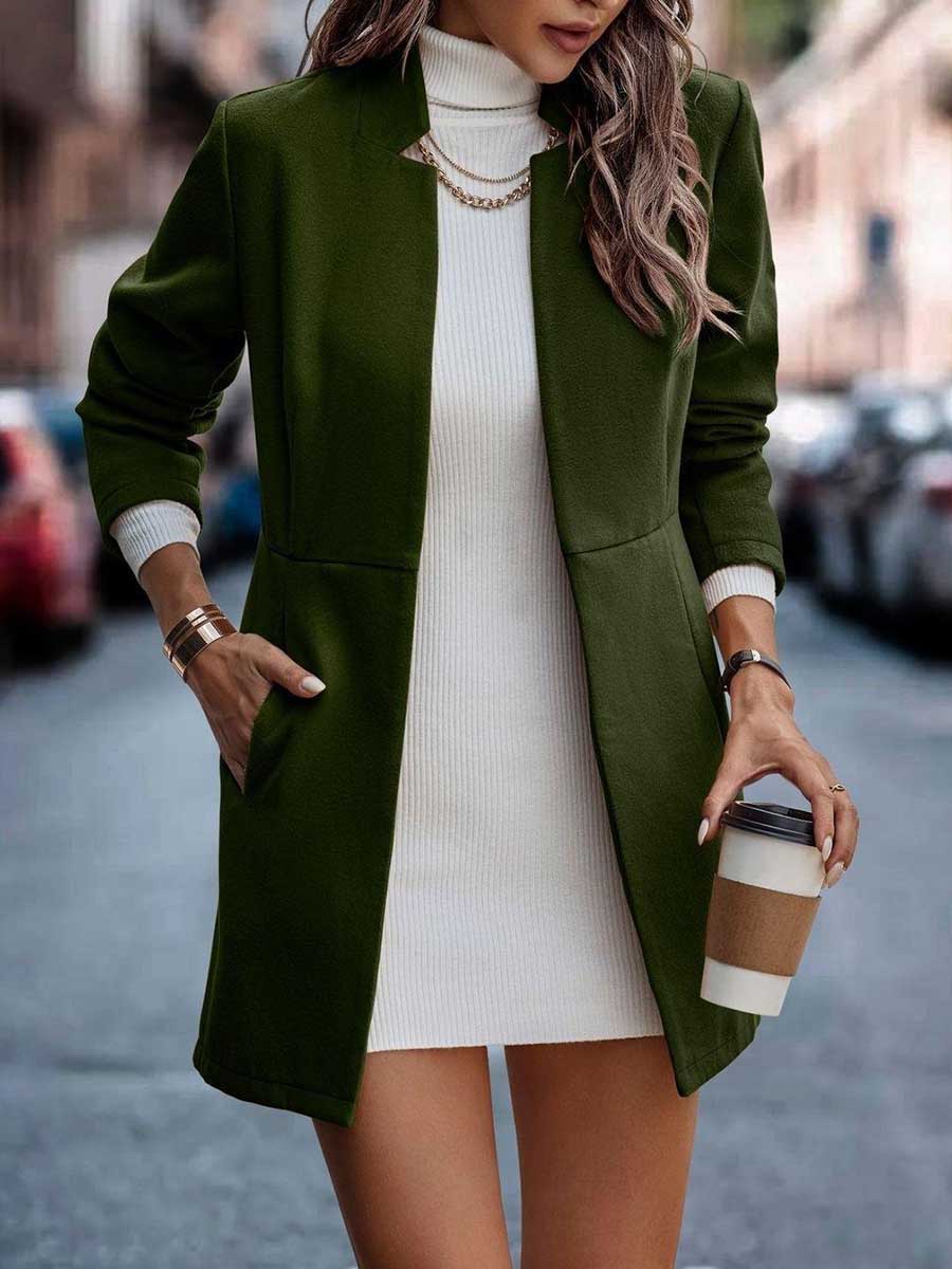 Stunncal Cotton Half Open Neck Tweed Coat