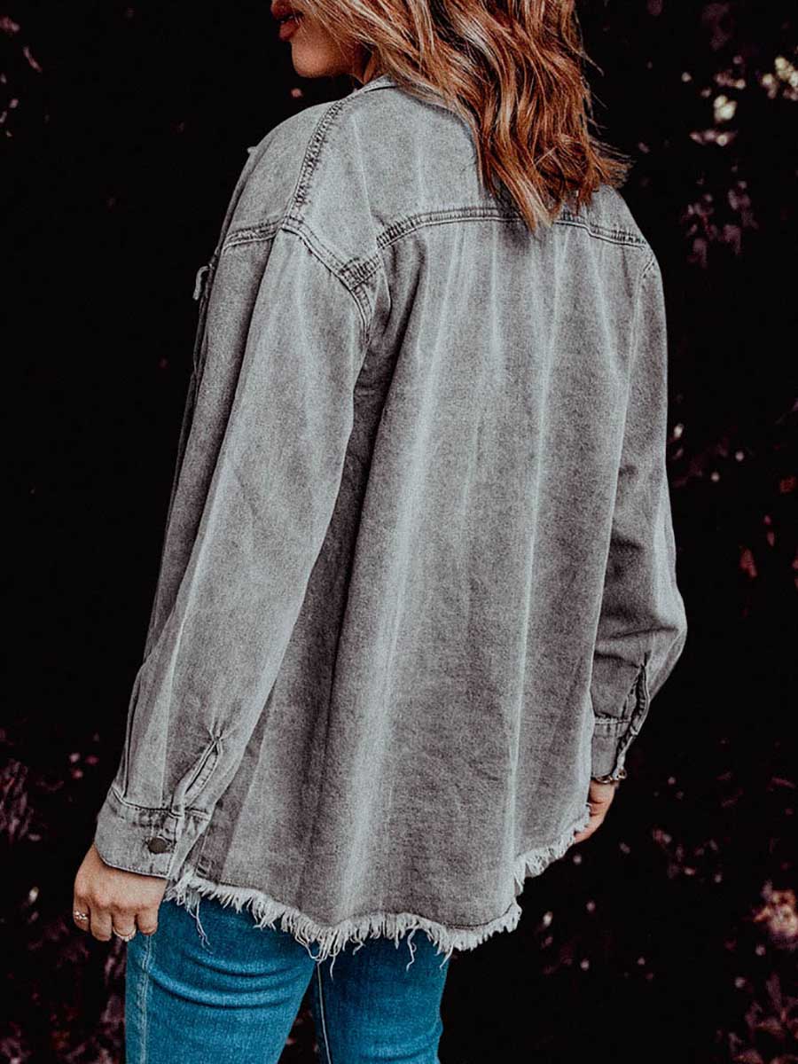 Stunncal Denim Lapel Loose Fit Shirt