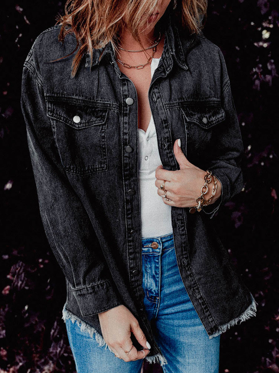 Stunncal Denim Lapel Loose Fit Shirt