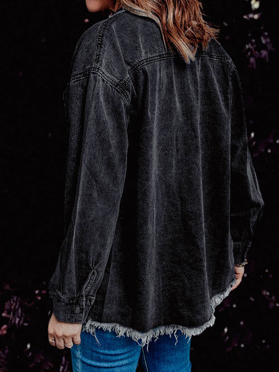 Stunncal Denim Lapel Loose Fit Shirt