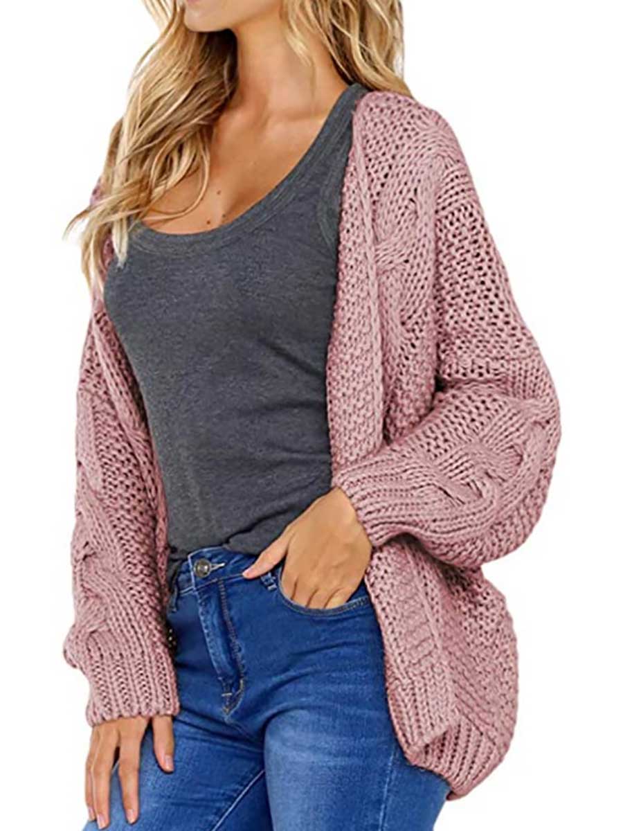 Stunncal Chunky Knit Twist Slouchy Knit Cardigan