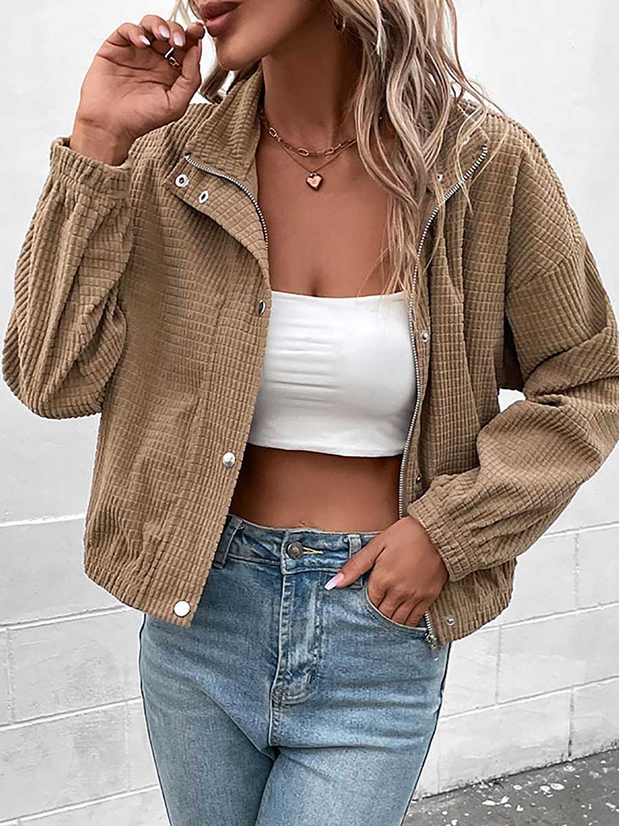 Stunncal Stand-up Jacket Corduroy Short Coat