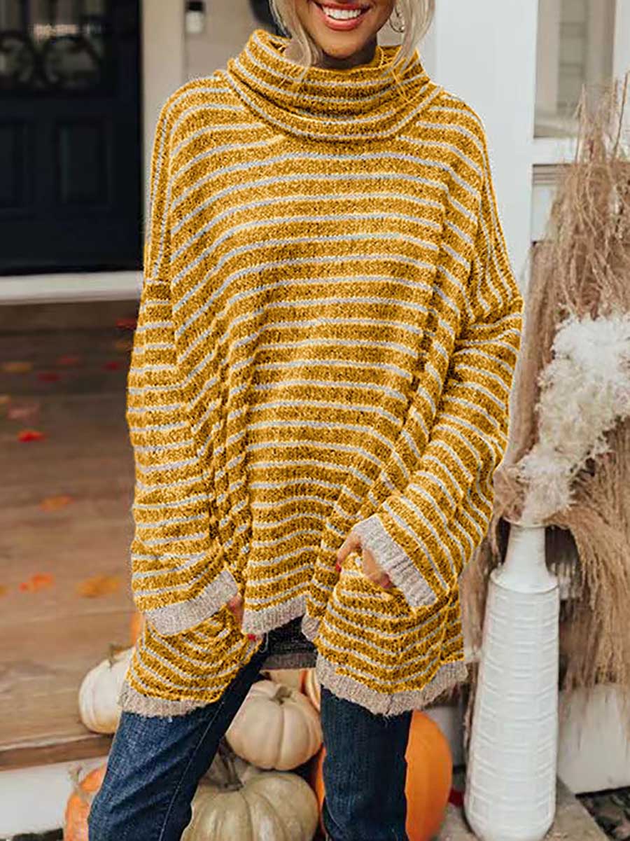Stunncal Loose Pullover Striped Sweater Knit Sweater