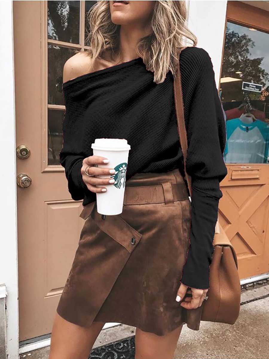 Stunncal Sexy Strapless Plunging Sleeve Sweater