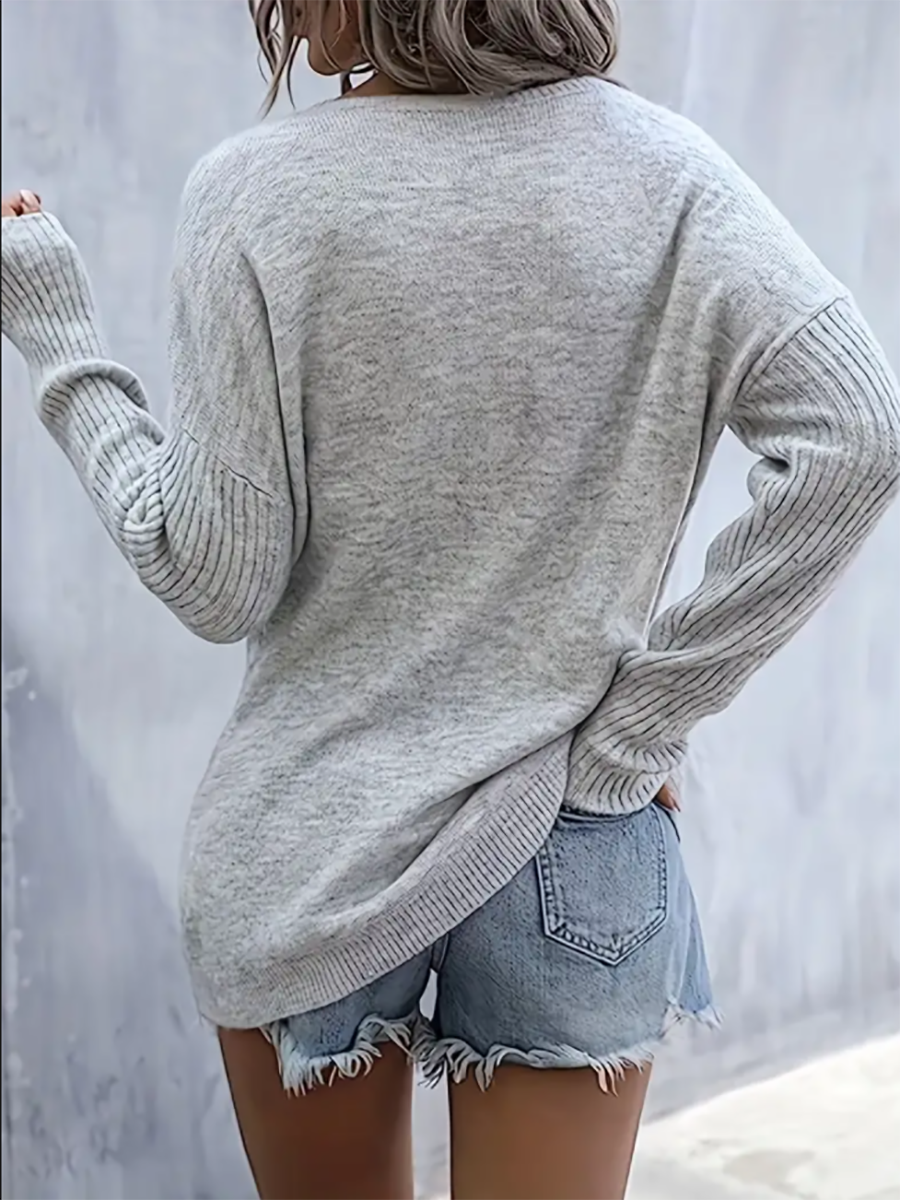 Stunncal Star Pattern Crew Neck Pullover Sweater