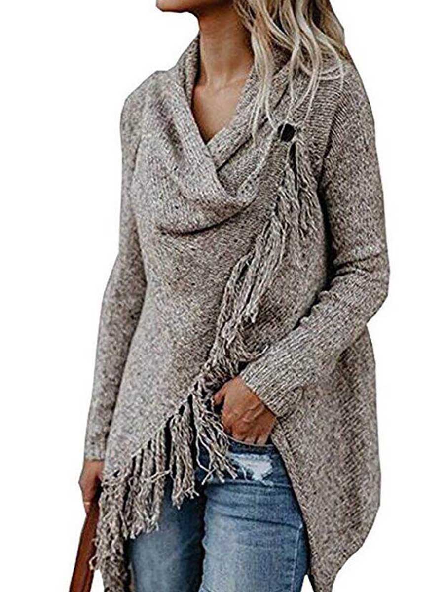 Stunncal Fringed Sweater Knit Jacket