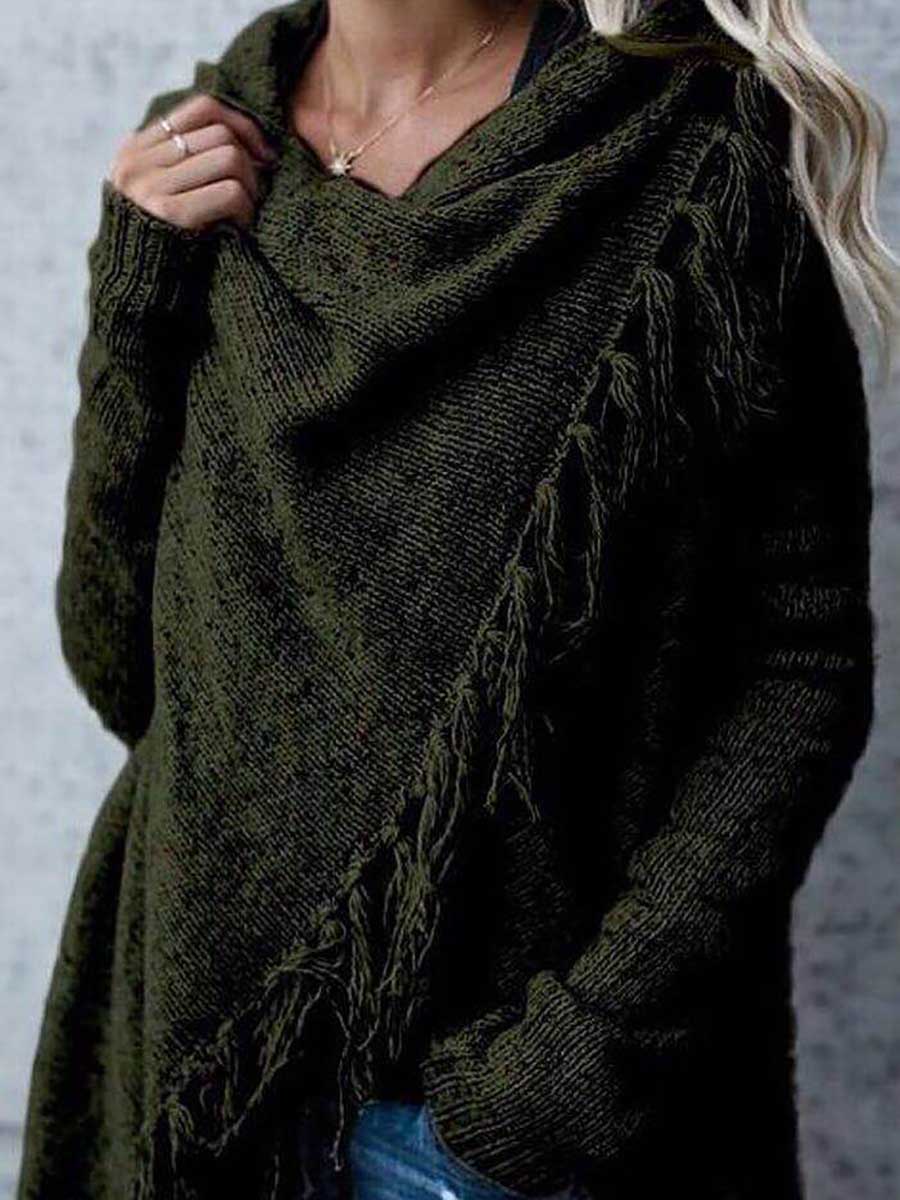 Stunncal Fringed Sweater Knit Jacket