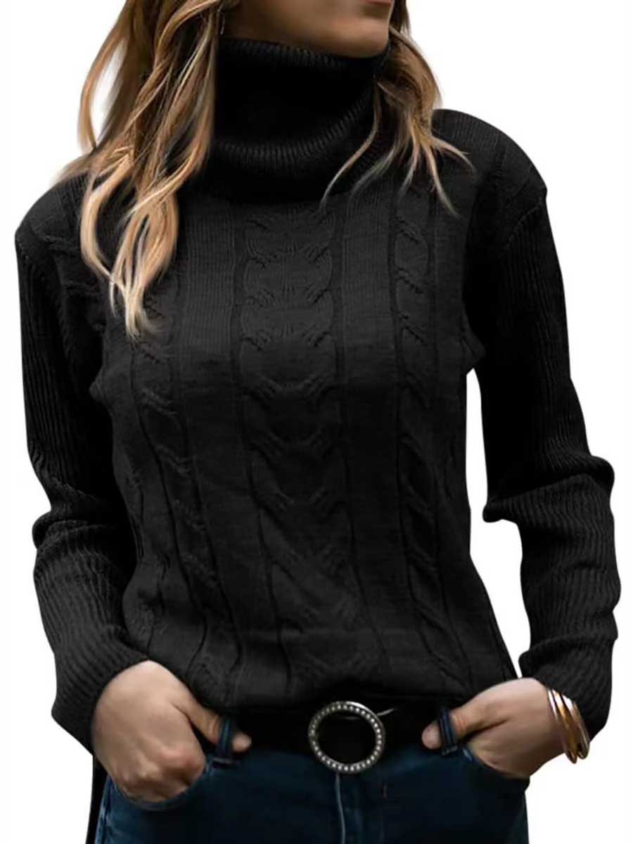 Stunncal Turtleneck Knit Vintage Long Sleeve Sweater