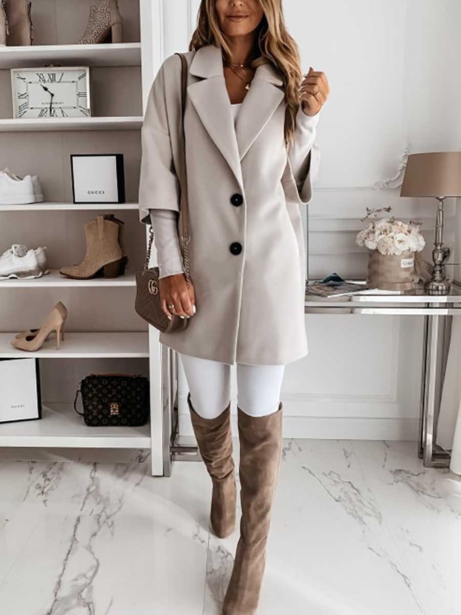 Stunncal Tweed Coat With Seven-quarter Sleeves