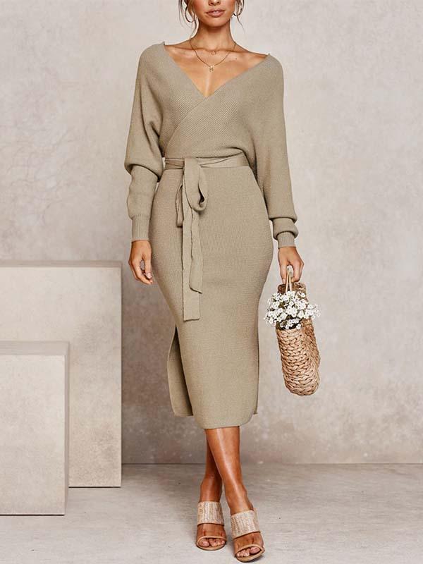 Stunncal V Neck Autumn Dress