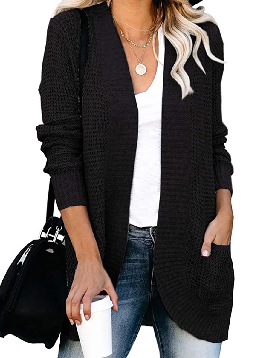 Stunncal Solid Color Long Sleeve Knitted Cardigan(5 colors)