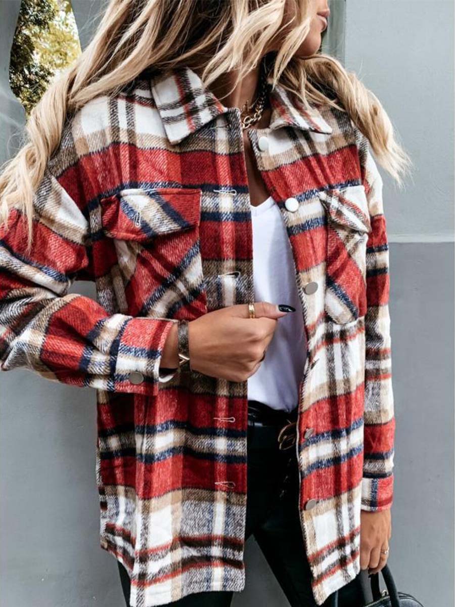 Stunncal Pumpkin Patches Plaid Jacket(warm)
