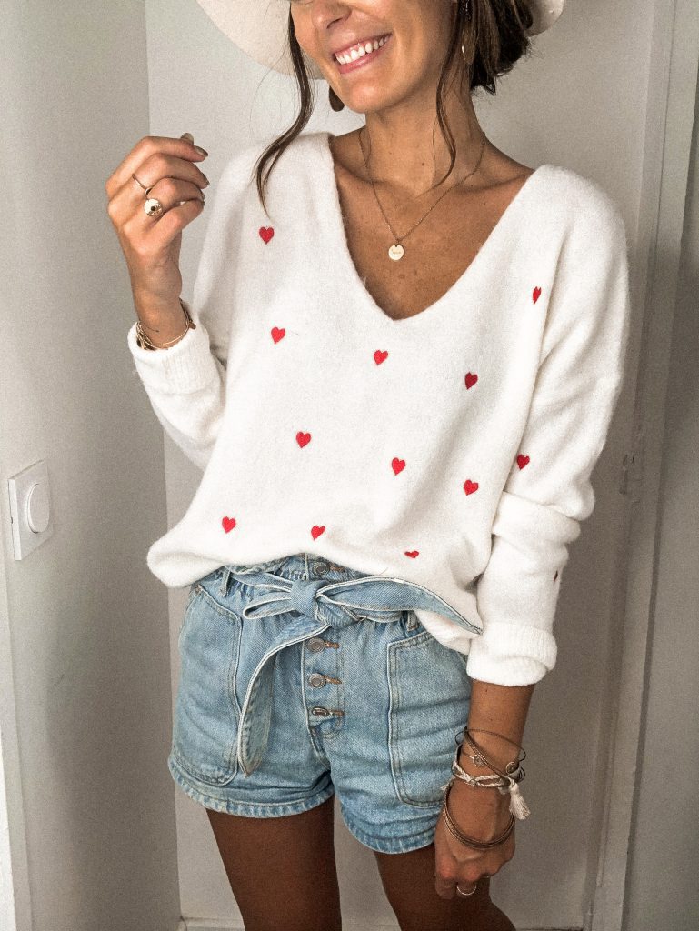 Stunncal Love Polka Dot V-Neck Sweater