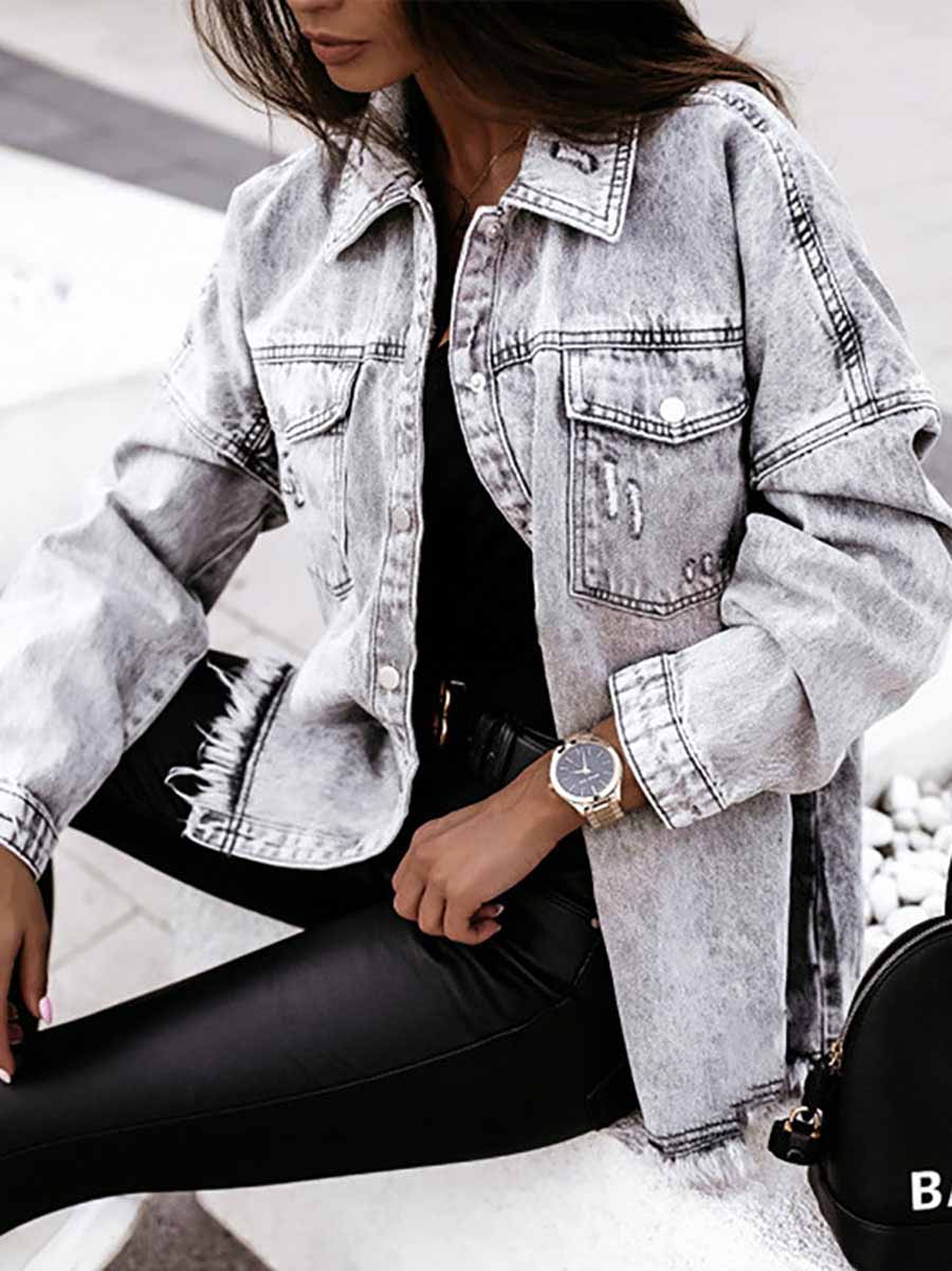 Stunncal Tassel Loose Denim Coat