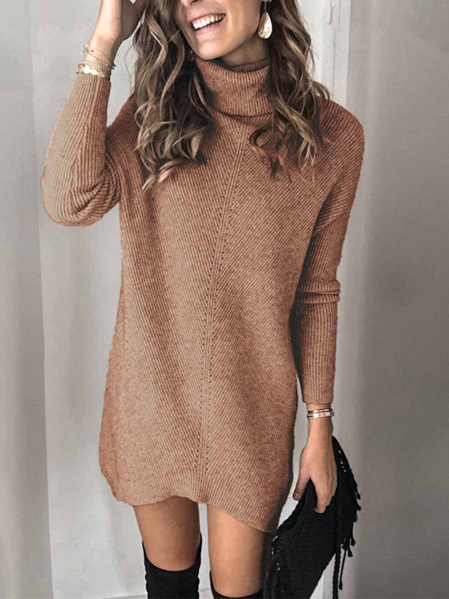 Stunncal Casual Turtleneck Midi Dress