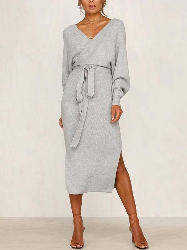Stunncal V Neck Autumn Dress