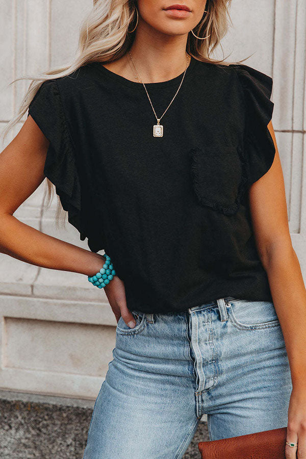 Stunncal Marney Cotton Ruffle Sleeve T-shirt