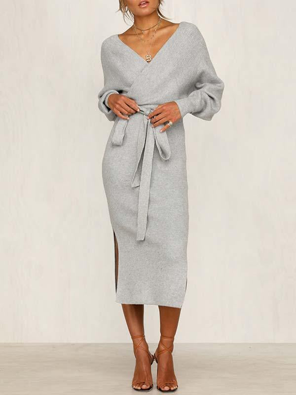 Stunncal V Neck Autumn Dress