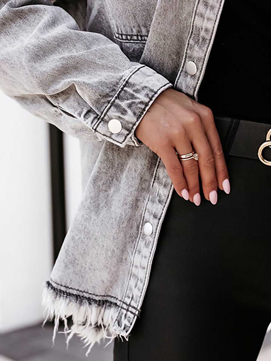 Stunncal Tassel Loose Denim Coat