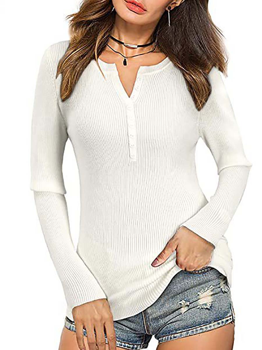 Stunncal Button Slim Sexy Long-Sleeved T-Shirt(6 colors)