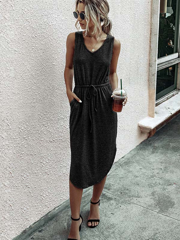 Stunncal Casual V-Neck Vest Dress