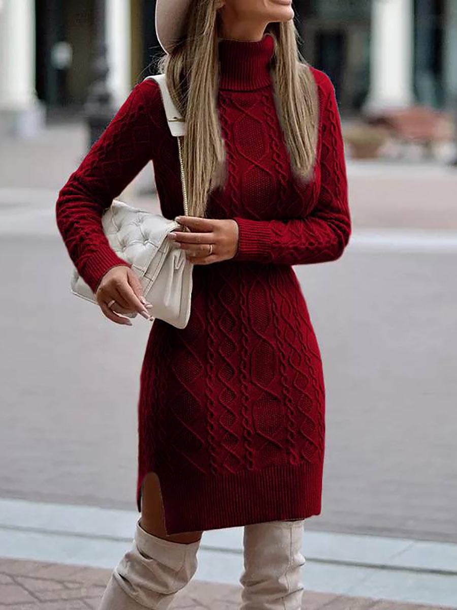 Stunncal Solid Color Slim Long Sleeve Turtleneck Sweater