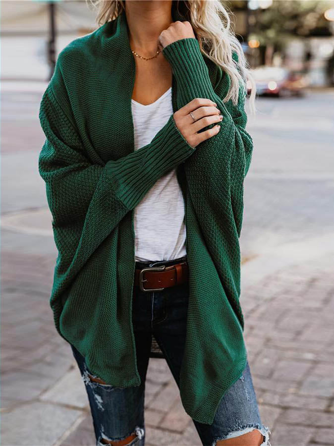 Stunncal Bat sleeve plus size long knitted cardigan sweater(13 colors)