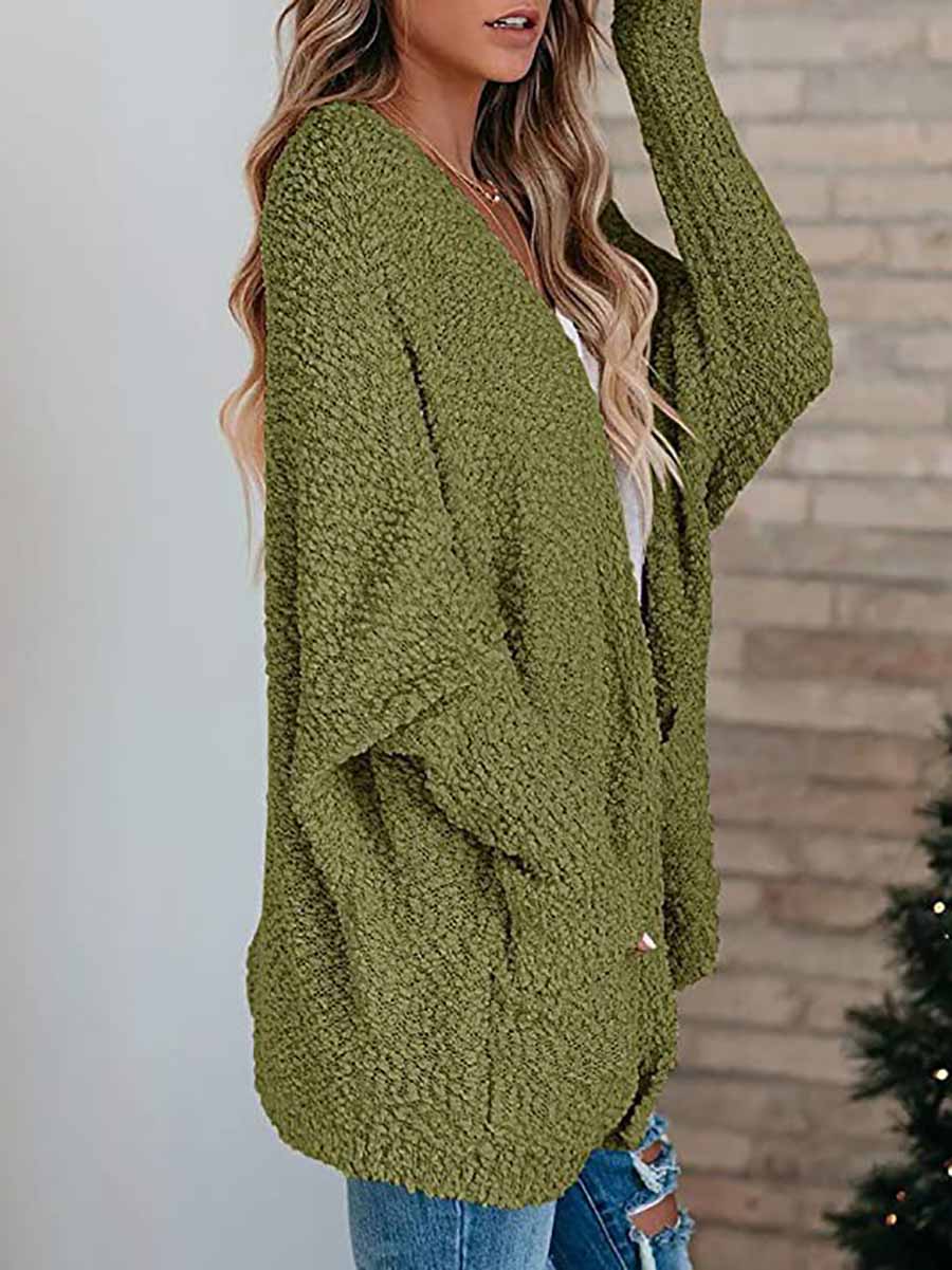 Stunncal Casual Daily Solid Cardigan Cardigan Collar Tops(5 colors)