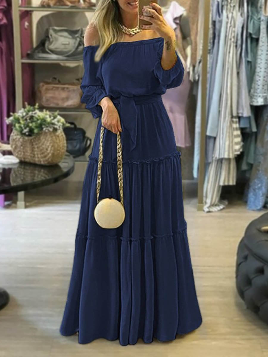 Stunncal Solid Color Laced Maxi Dress