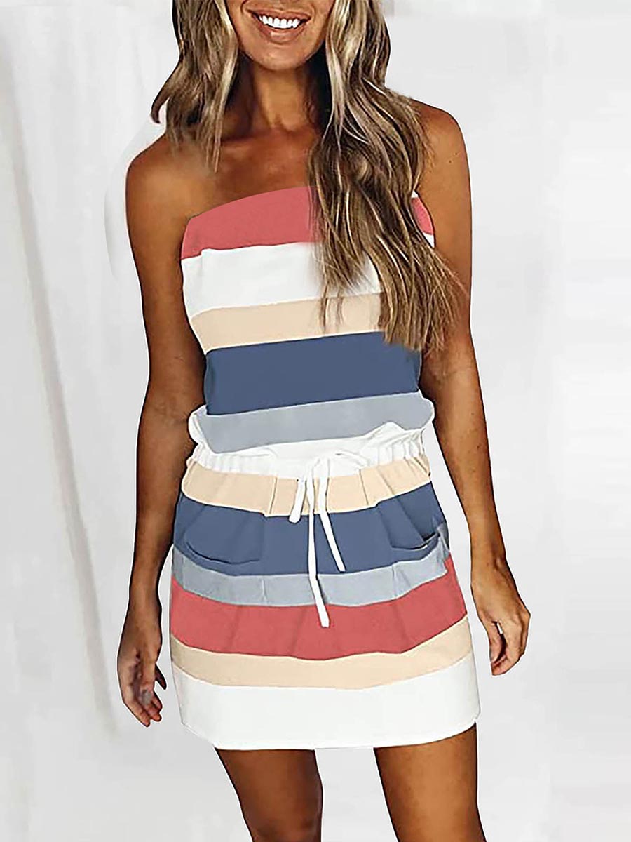 Stunncal Sheath Striped Dress