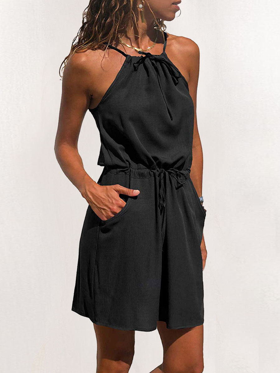 Stunncal Simplicity Print Patchwork Spaghetti Strap A Line Dresses(3 Colors)