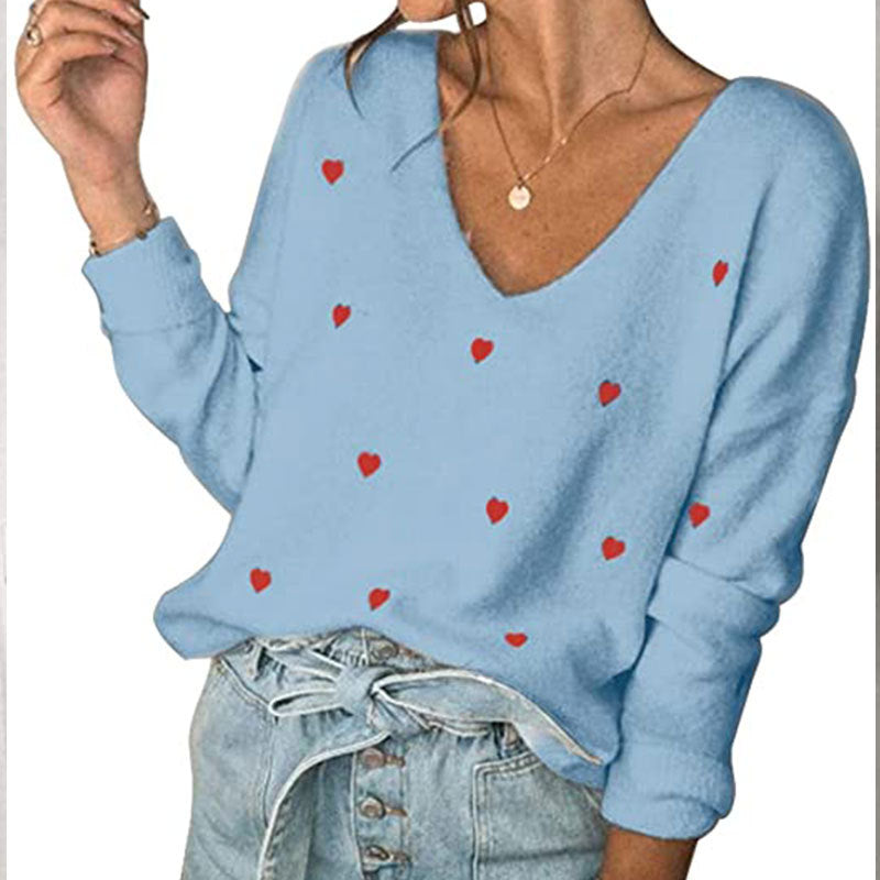 Stunncal Love Polka Dot V-Neck Sweater