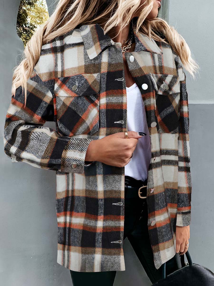Stunncal Pumpkin Patches Plaid Jacket(warm)
