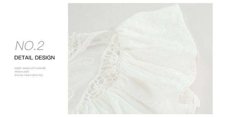 Stunncal Lace Ruffle Round Neck Top