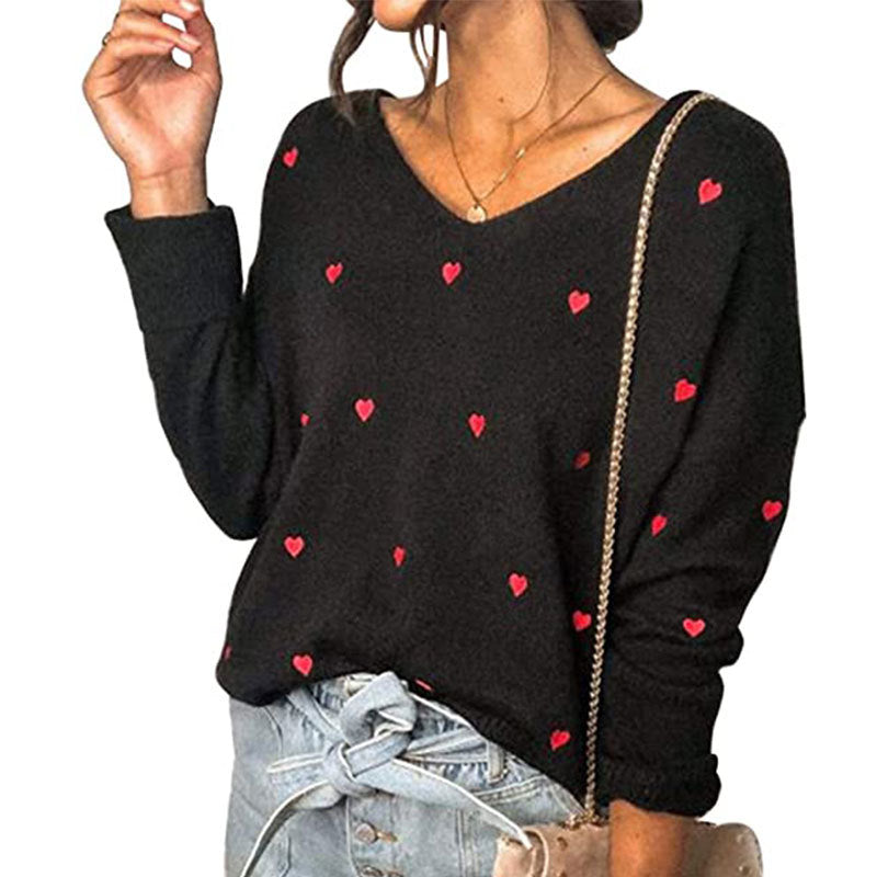 Stunncal Love Polka Dot V-Neck Sweater