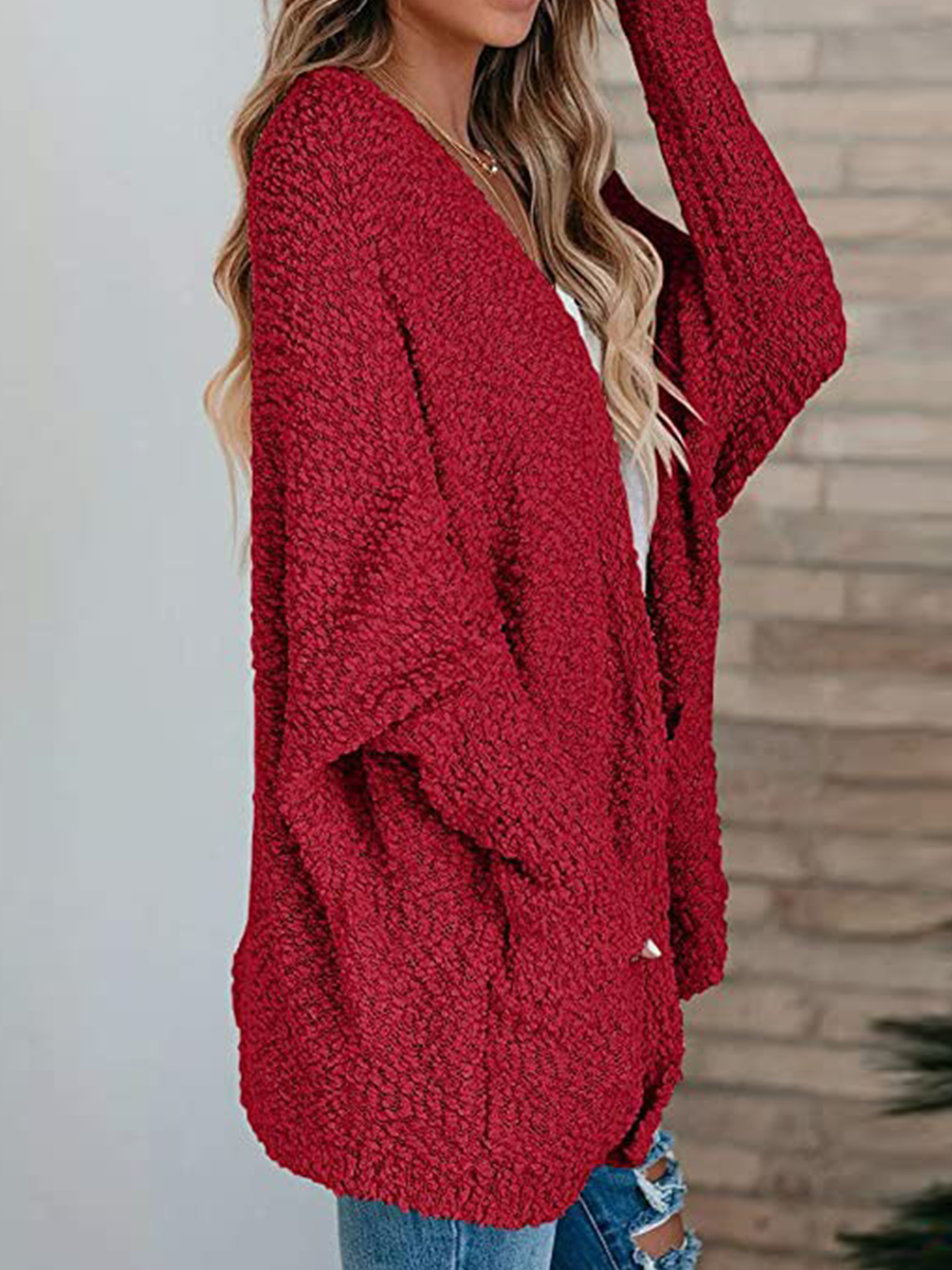 Stunncal Casual Daily Solid Cardigan Cardigan Collar Tops(5 colors)
