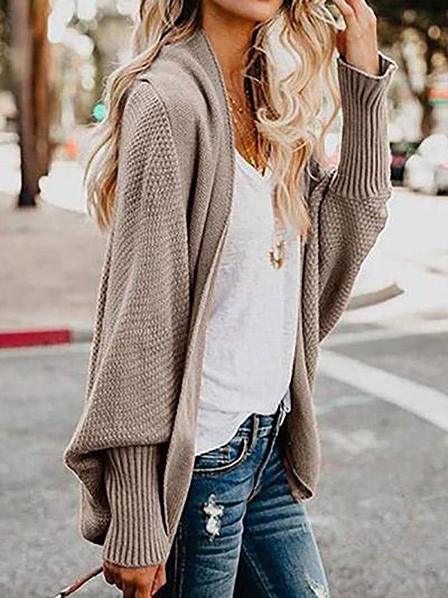 Stunncal Bat sleeve plus size long knitted cardigan sweater(13 colors)