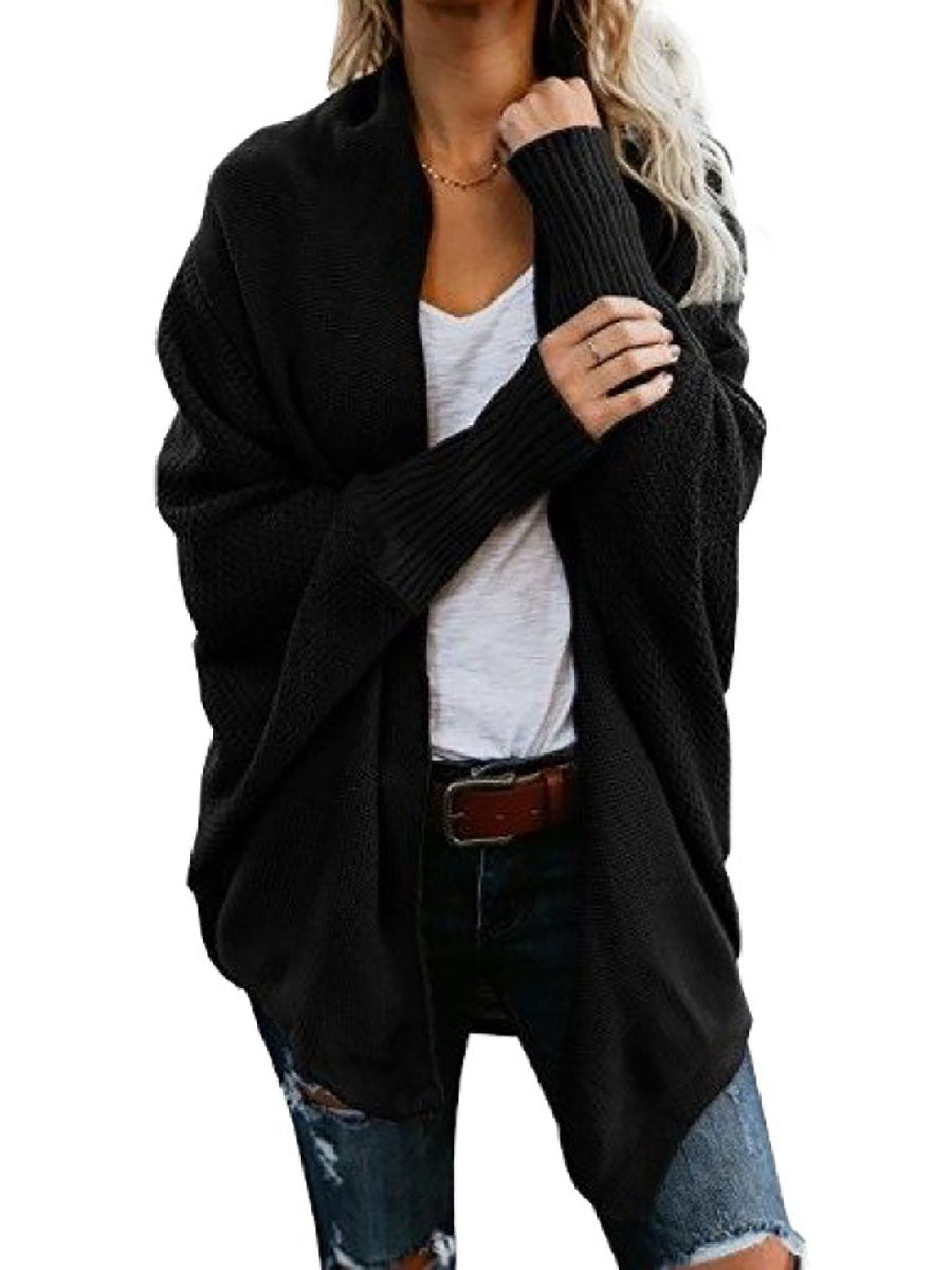 Stunncal Bat sleeve plus size long knitted cardigan sweater(13 colors)