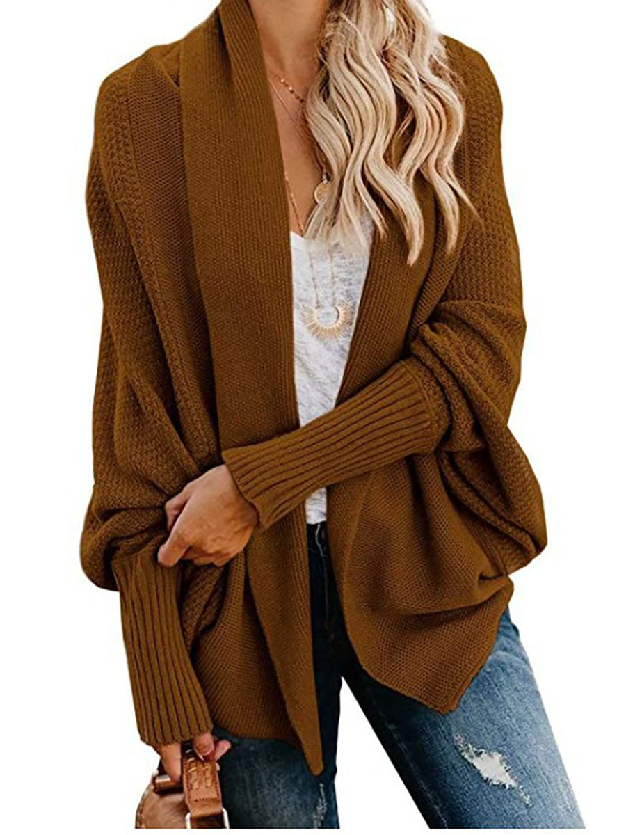 Stunncal Bat sleeve plus size long knitted cardigan sweater(13 colors)