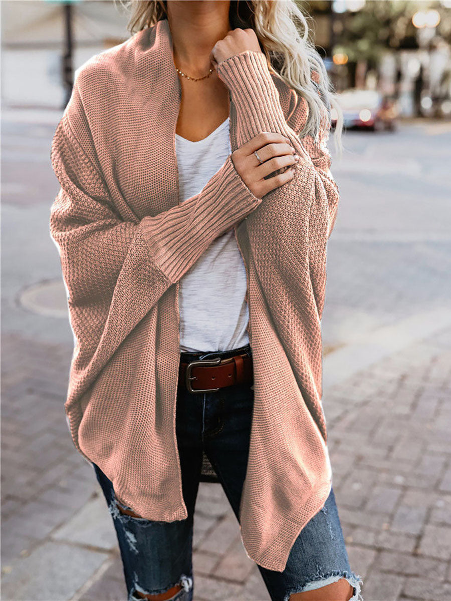 Stunncal Bat sleeve plus size long knitted cardigan sweater(13 colors)