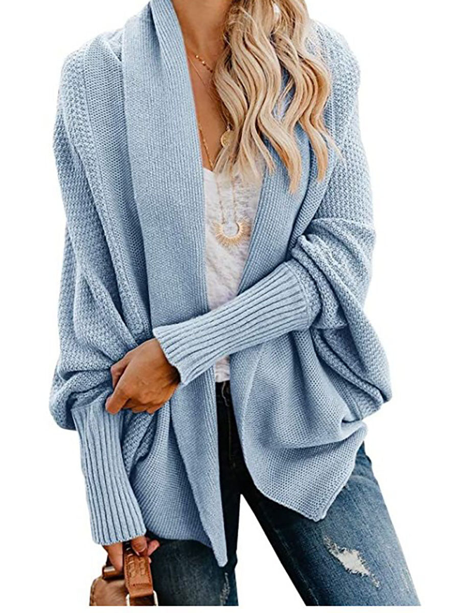 Stunncal Bat sleeve plus size long knitted cardigan sweater(13 colors)